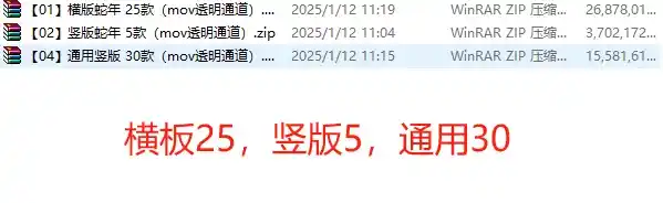 2025蛇年横竖版边框视频透明通道